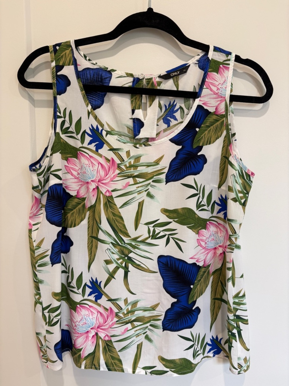 Only White Tank Top with Floral Print